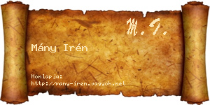Mány Irén névjegykártya